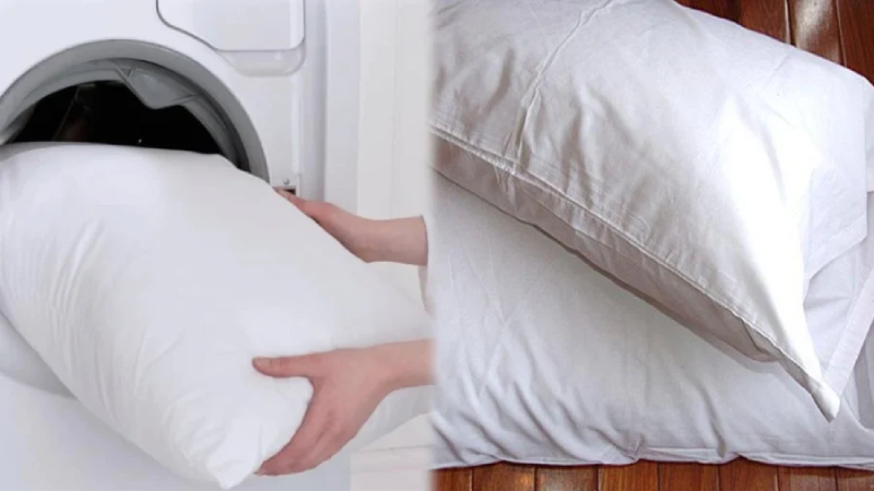 Không nên chọn những chế độ cao của máy giặt khi vệ sinh ruột gối