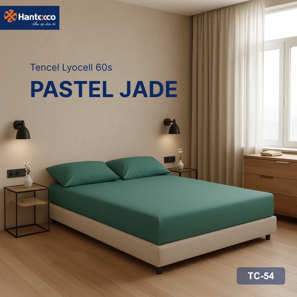 drap-ga-giuong-tc54 Drap giường Tencel - Pastel Jade - Ảnh 1
